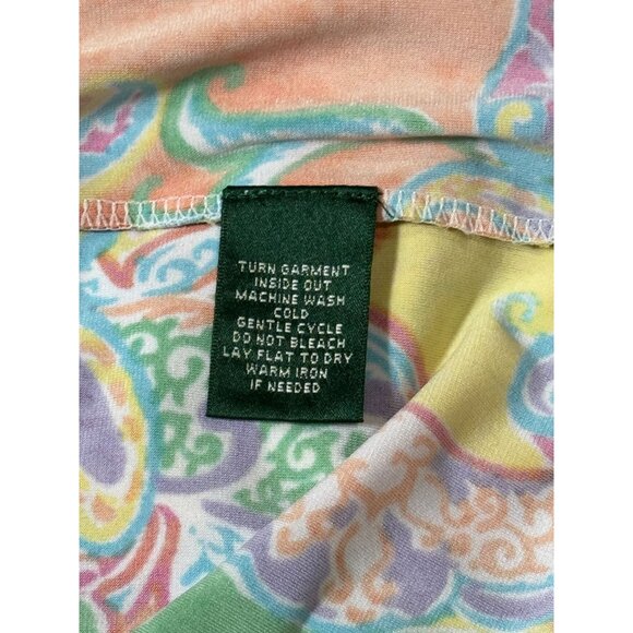 LAUREN RALPH LAUREN $169 Paisley Colorful Jersey Cap Sleeve Belted Dress Sz P XS - Picture 9 of 10